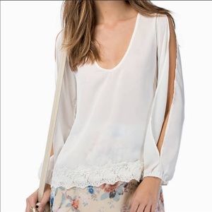 TOBI Open Sleeved Cream Top